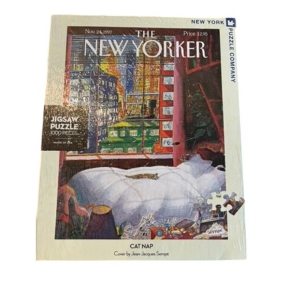 NIB New York Puzzle Company Jigsaw Puzzle 1000pc Cat Nap Sempe